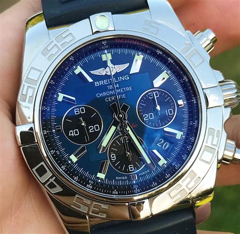 breitling chronomat b01 blue dial|breitling chronomat b01 44 review.